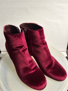 Circus by Sam Edelman Velvet Burgundy Ankle Booties